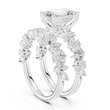 Emerald Cut Moissanite Diamond Women's Marquise Cluster Bridal Ring Set - View 12