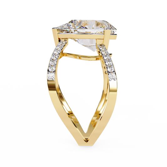 Split Shank Pear Cut Lab Diamond Pave Setting Anniversary Ring - View 2