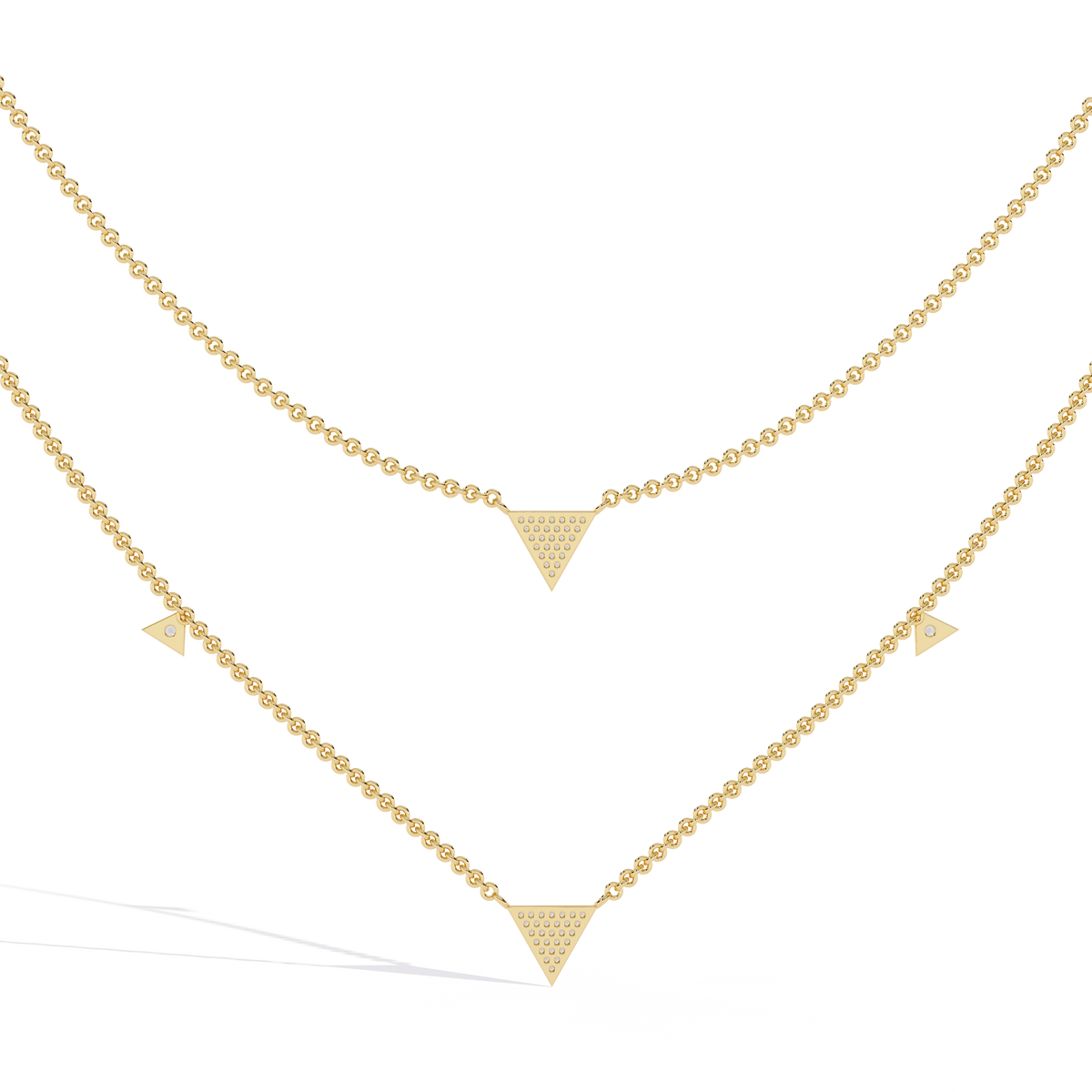 Two Layered Triangle Lab Grown Diamond Pave Necklace - View 2