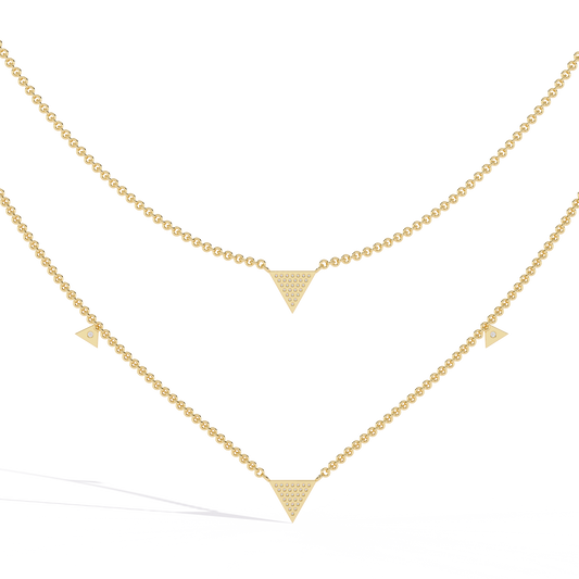 Two Layered Triangle Moissanite Diamond Pave Necklace - View 2