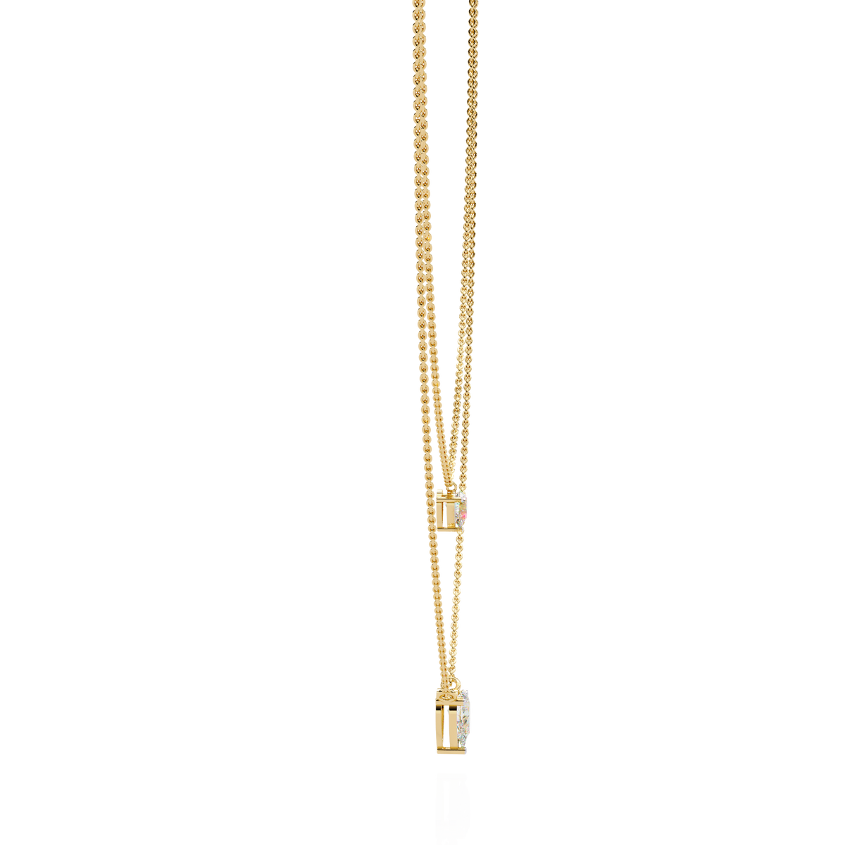 Layered Pear Cut Moissanite Diamond Double Pendant Necklace - View 7