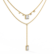 Two Layered Princess and Baguette Lab Grown Diamond Lariat Necklace - View 2