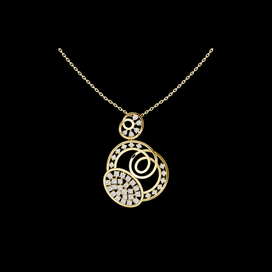 Abstract Swirl Circle Lab Grown Pendant with Pave Accents