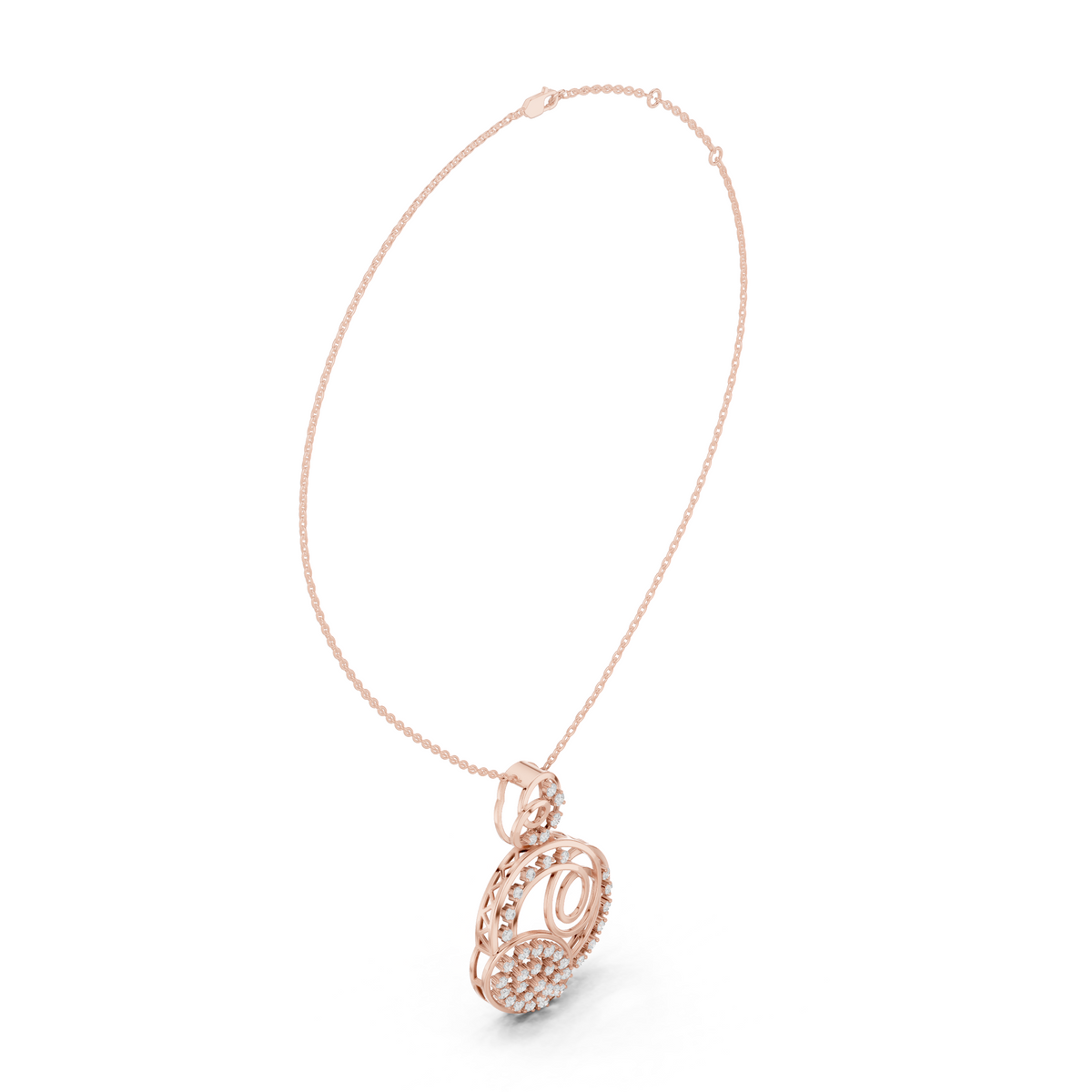 Abstract Swirl Circle Lab Grown Pendant with Pave Accents - View 8