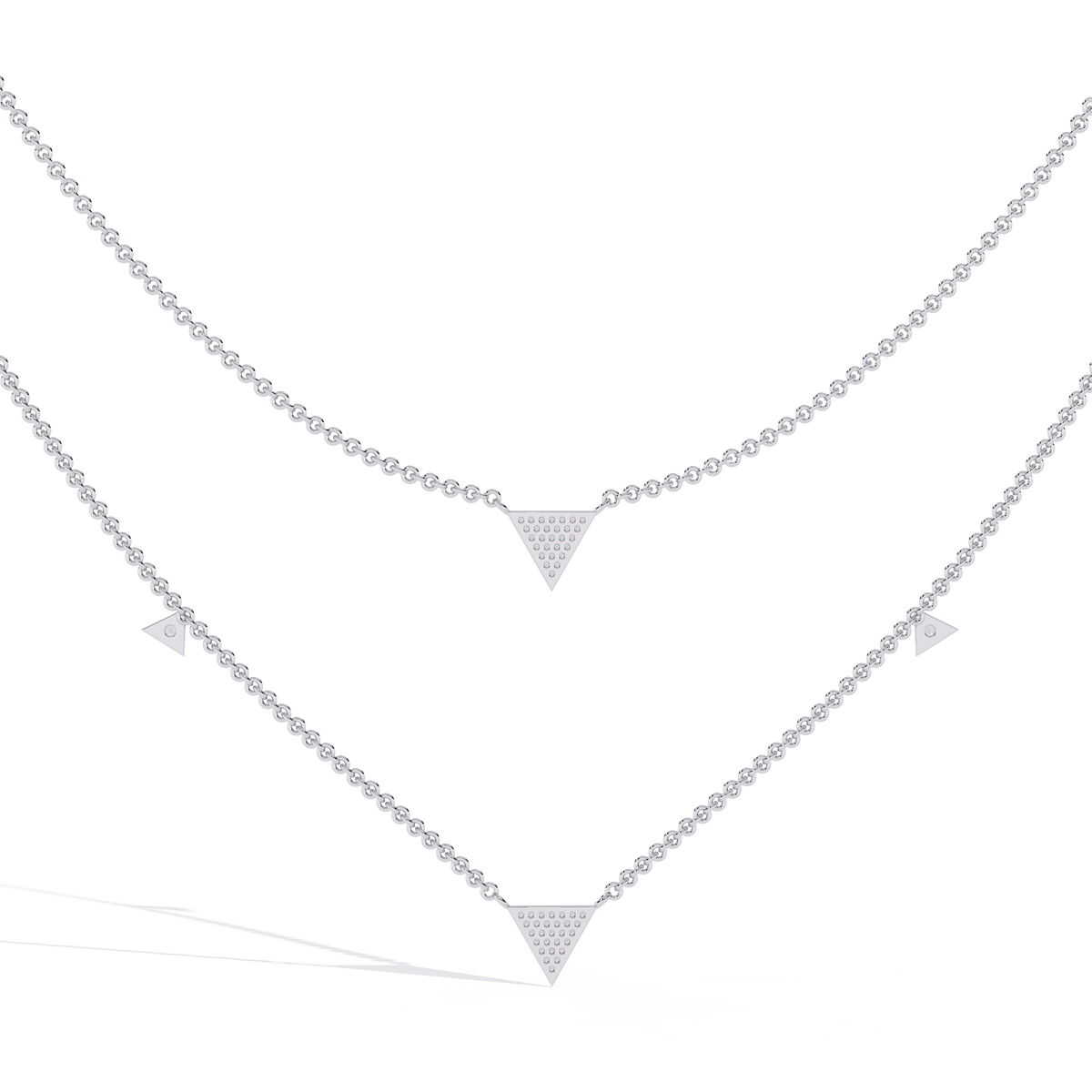 Two Layered Triangle Moissanite Diamond Pave Necklace - View 3