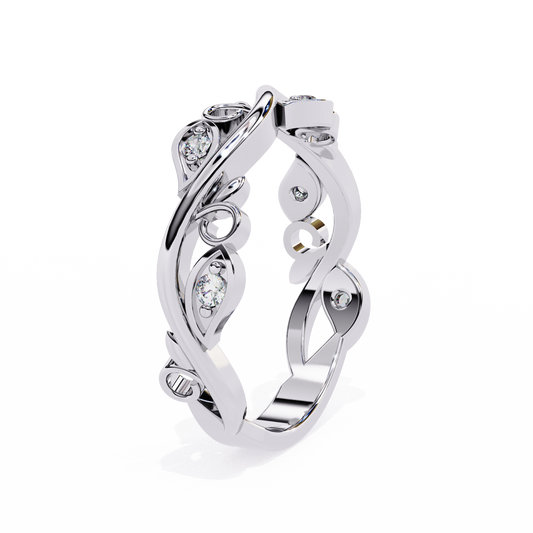 Vintage Twisted Round Cut Moissanite Diamond Crossover Band Ring - View 2