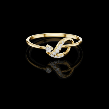 Open Swirl Pave Round Diamond Moissanite Engagement Ring