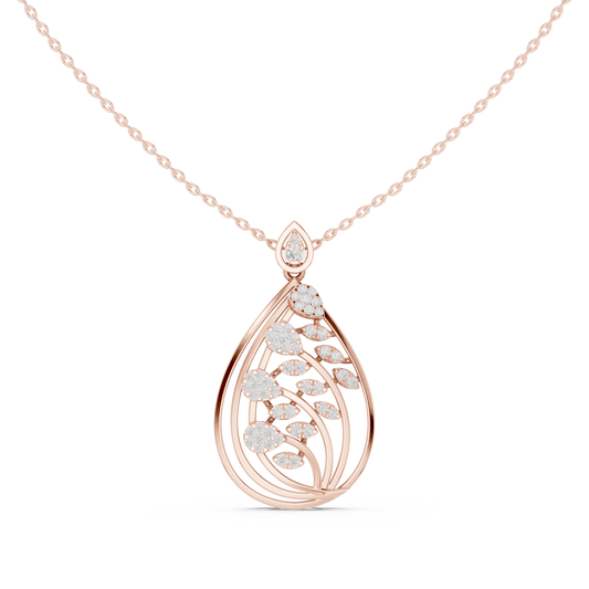 Teardrop Shape Leaf Inspired Round Moissanite Pendant - View 2