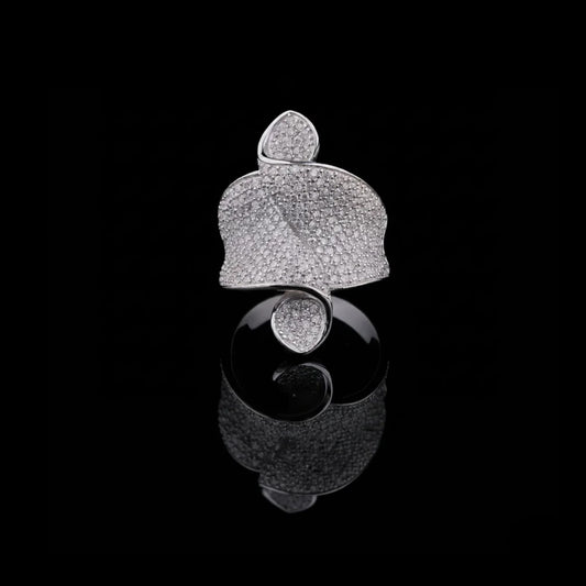 Round Cut Lab Grown Diamond Men's Organic Fluid Wave Full Pave Statement Band