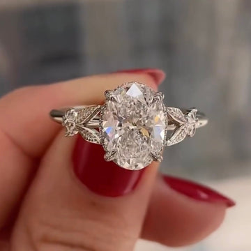 Vintage Oval Moissanite Diamond Filigree Engagement Ring