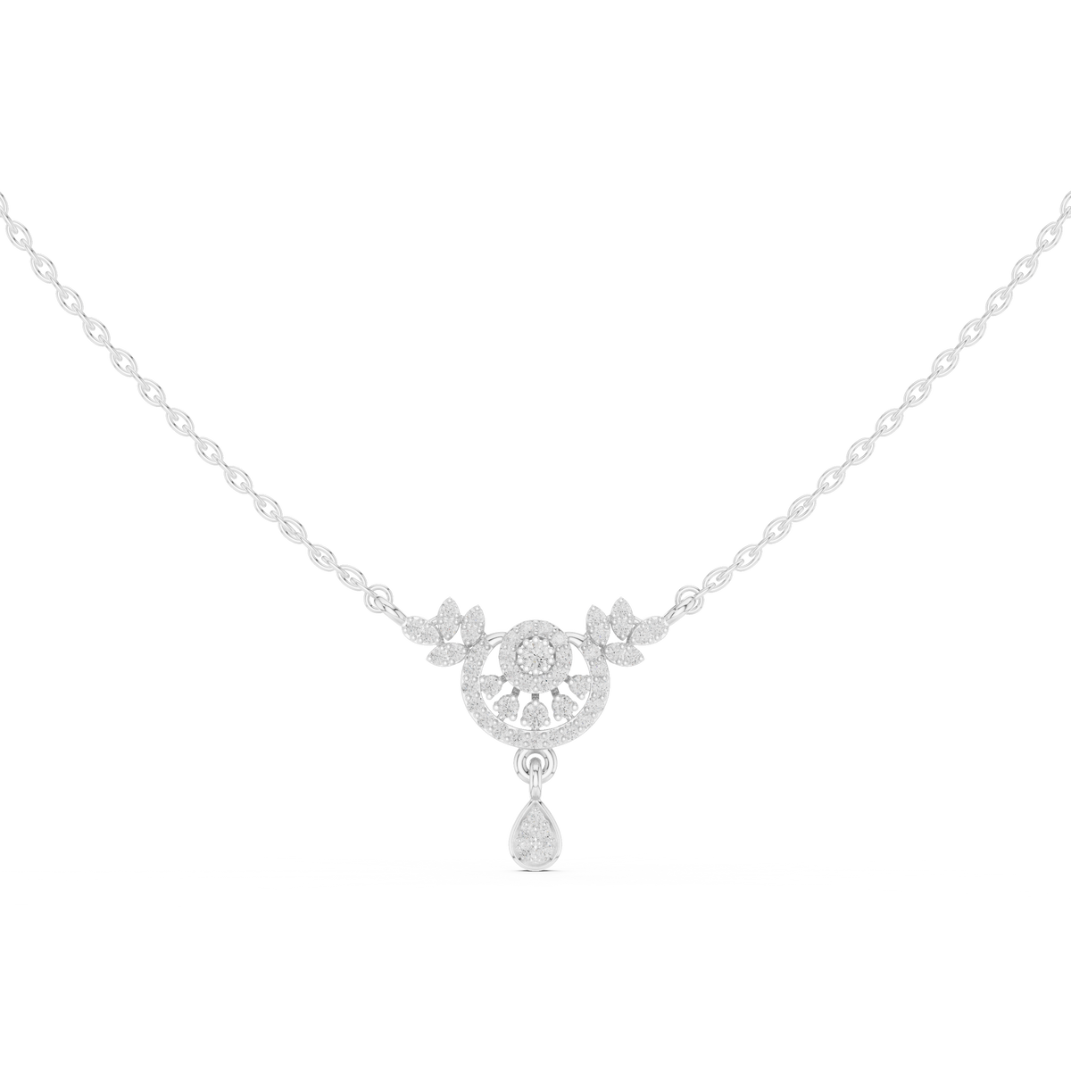 Symmetrical Half Circle Statement Charm Featuring Round Moissanite Diamond - View 3