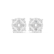 Leaf Frame and Four Petal Round Lab Diamond Cluster Stud Earrings - View 3