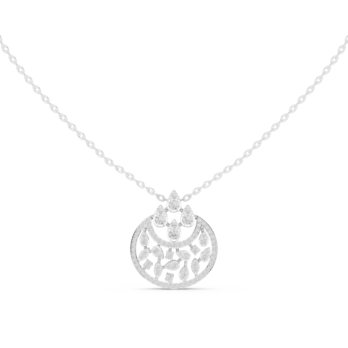 Chandelier Droplet Layering Pendant with Multi Stone Lab Grown Diamond - View 3