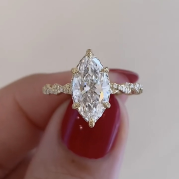 Marquise Cut Moissanite Diamond Engagement Ring Pave Twisted Band