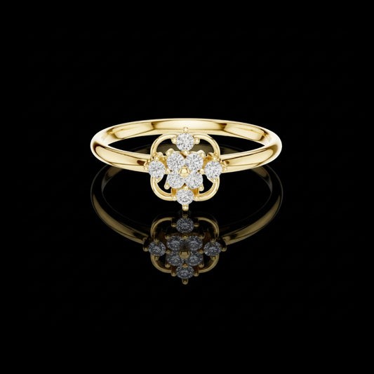 Round Cut Moissanite Diamond Floral Cluster Engagement Ring