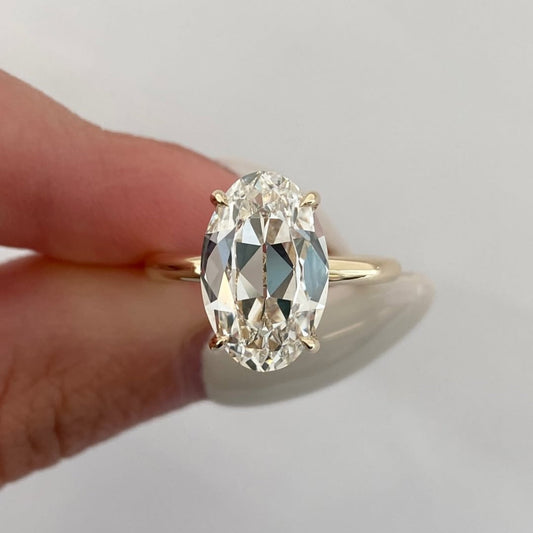 Four Prong Oval Cut Moissanite Diamond Solitaire Engagement Ring - View 2