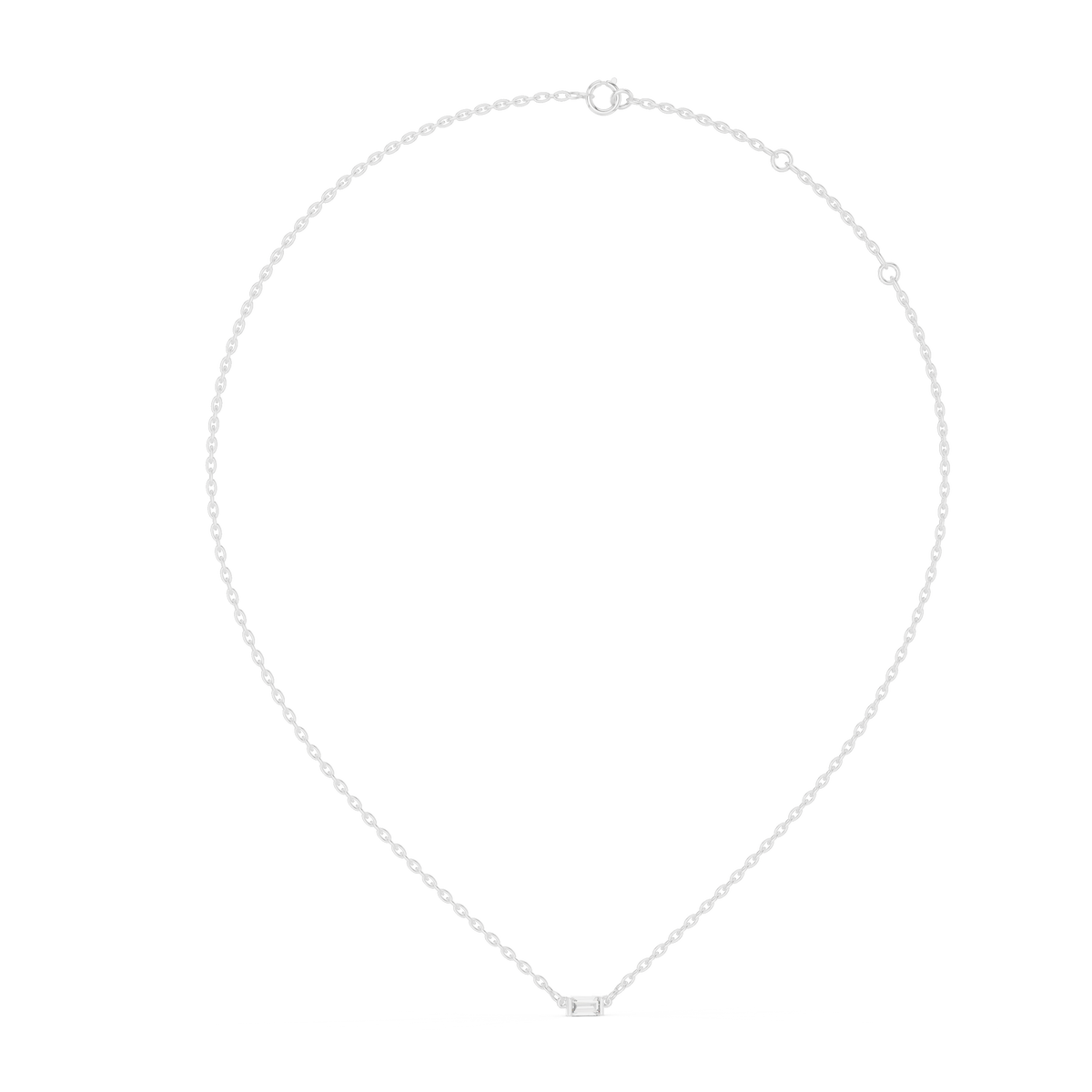 Horizontal Baguette Cut Lab Grown Diamond Solitaire Bar Pendant - View 9