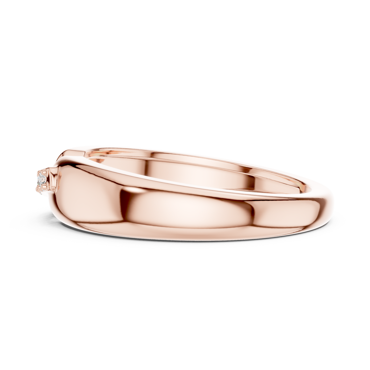 Round Cut Lab Grown Diamond Men's Modern Split Shank Gold Band - View 9