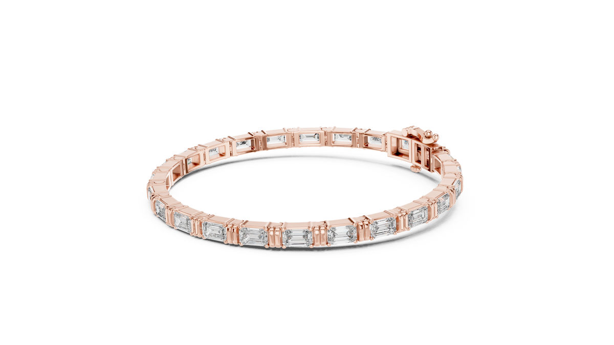Emerald Cut Moissanite Diamond Contemporary Tennis Bracelet - View 11