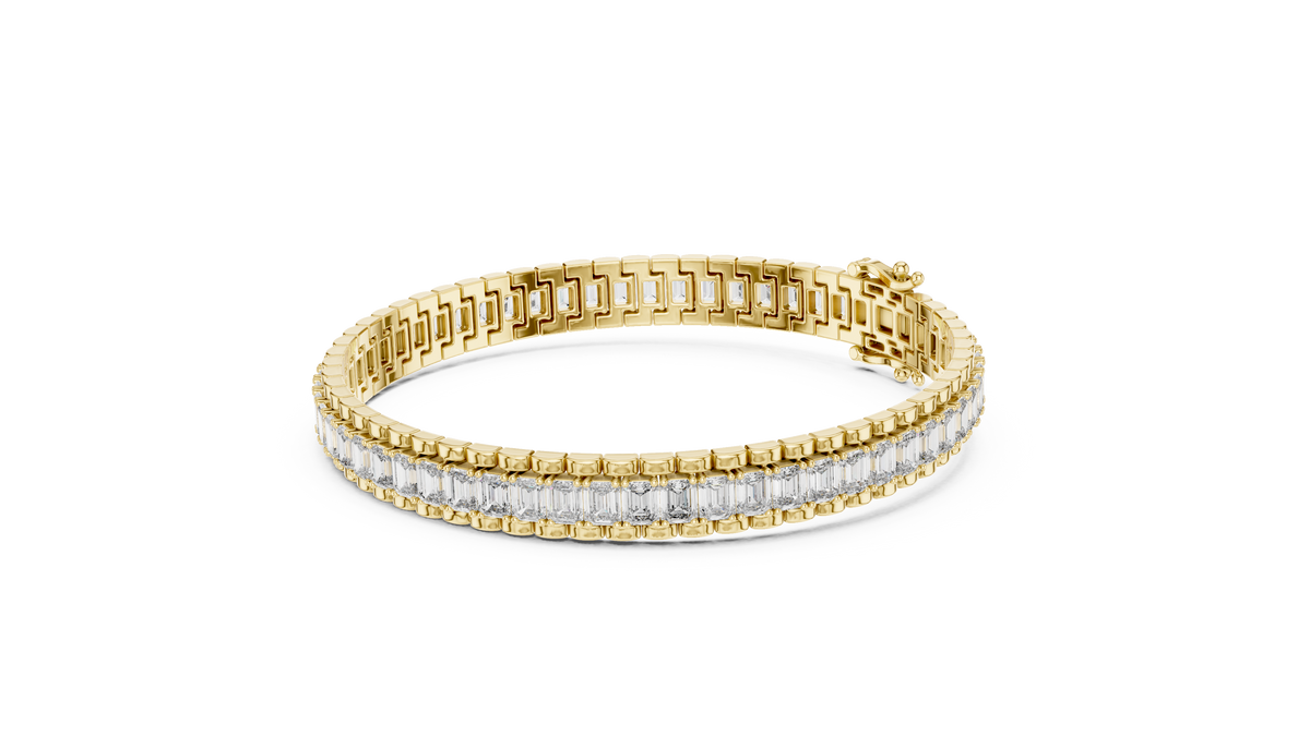 Emerald Cut Moissanite Diamond Inline Tennis Bracelet Sleek Channel Setting - View 10