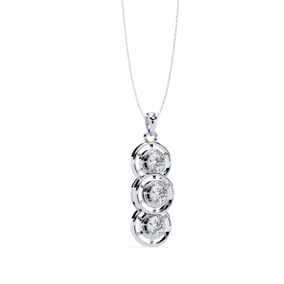 Three Stone Drop Pendant with Round Moissanite Diamond - View 5