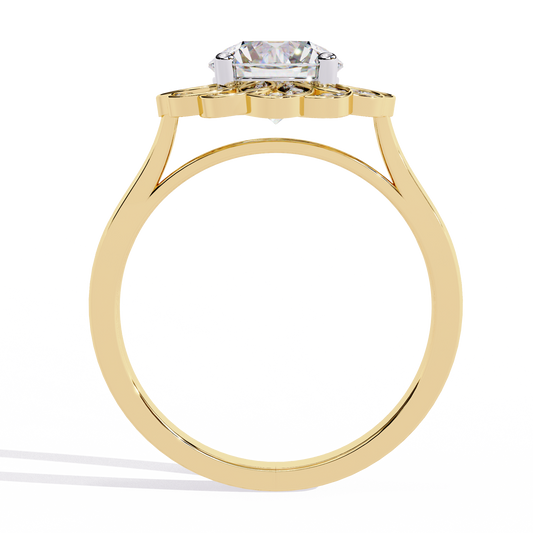 Floral Inspired Round Cut Moissanite Diamond Ring - View 2