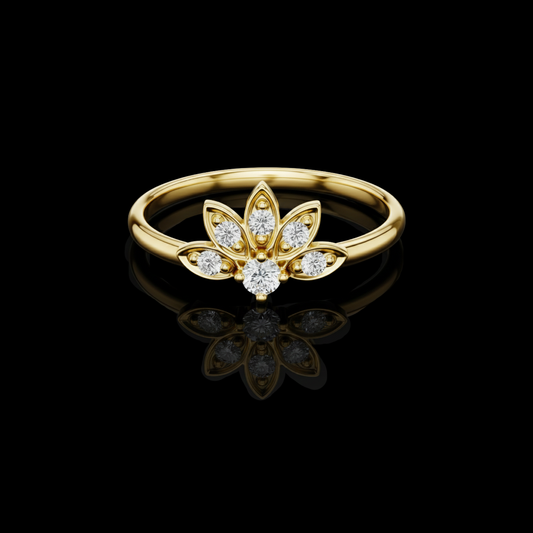 Art Deco Round Cut Moissanite Diamond Anniversary Ring
