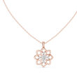 Lotus Motif Flower Pattern Charm Pendant with Round Lab Grown Diamond - View 2
