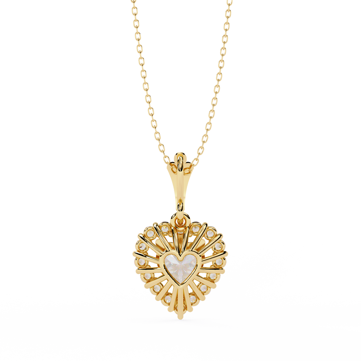 Heart Shape Moissanite Diamond Halo Pendant Necklace - View 5
