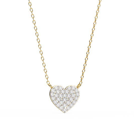 Round Moissanite Diamond Heart Shaped Charm Two Loop Pendant - View 2
