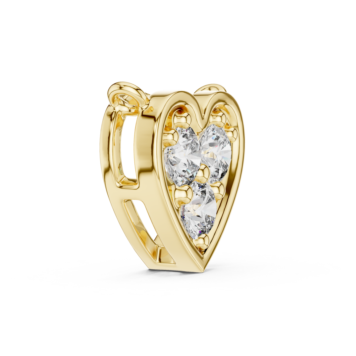 Heart Shape Pendant with Round Three Stone Cluster Lab Grown Diamond - View 4