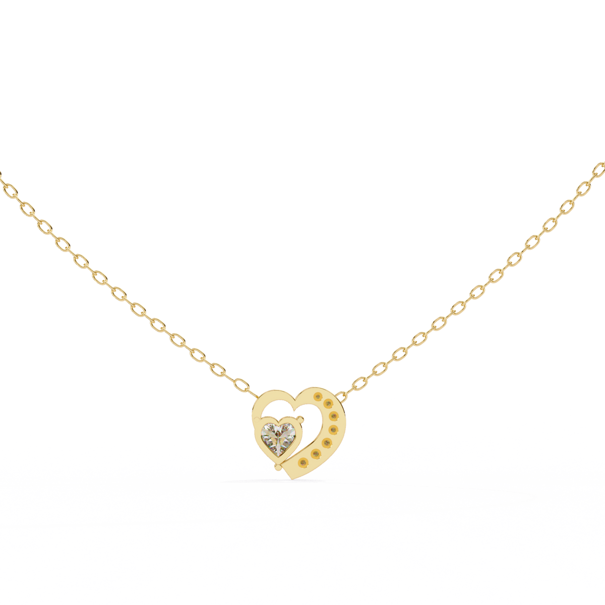Heart Lab Grown Diamond Solitaire Pendant with Open Asymmetrical Frame - View 8