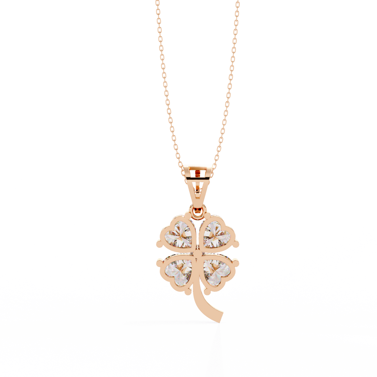 Floral Motif Lucky Charm Pendant with Heart Lab Grown Diamond - View 8