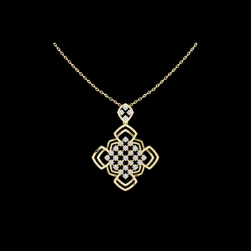 Round Diamond Floral Geometric Lab Grown Necklace