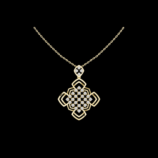 Round Diamond Floral Geometric Moissanite Diamond Necklace
