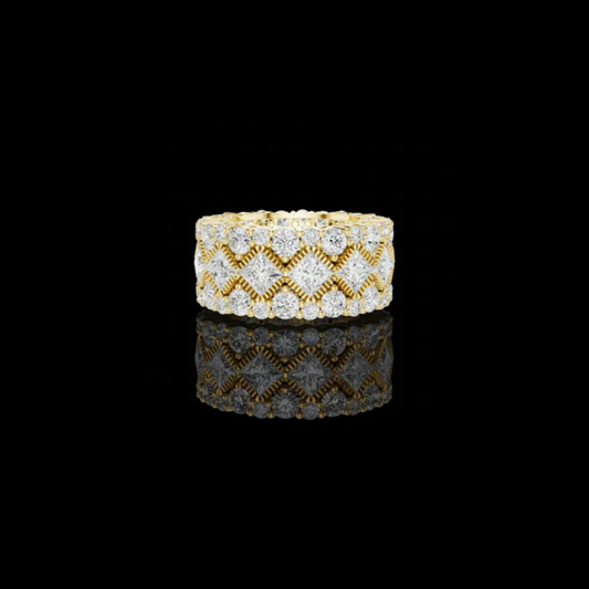 Round Lab Diamond Wide Band Statement Ring