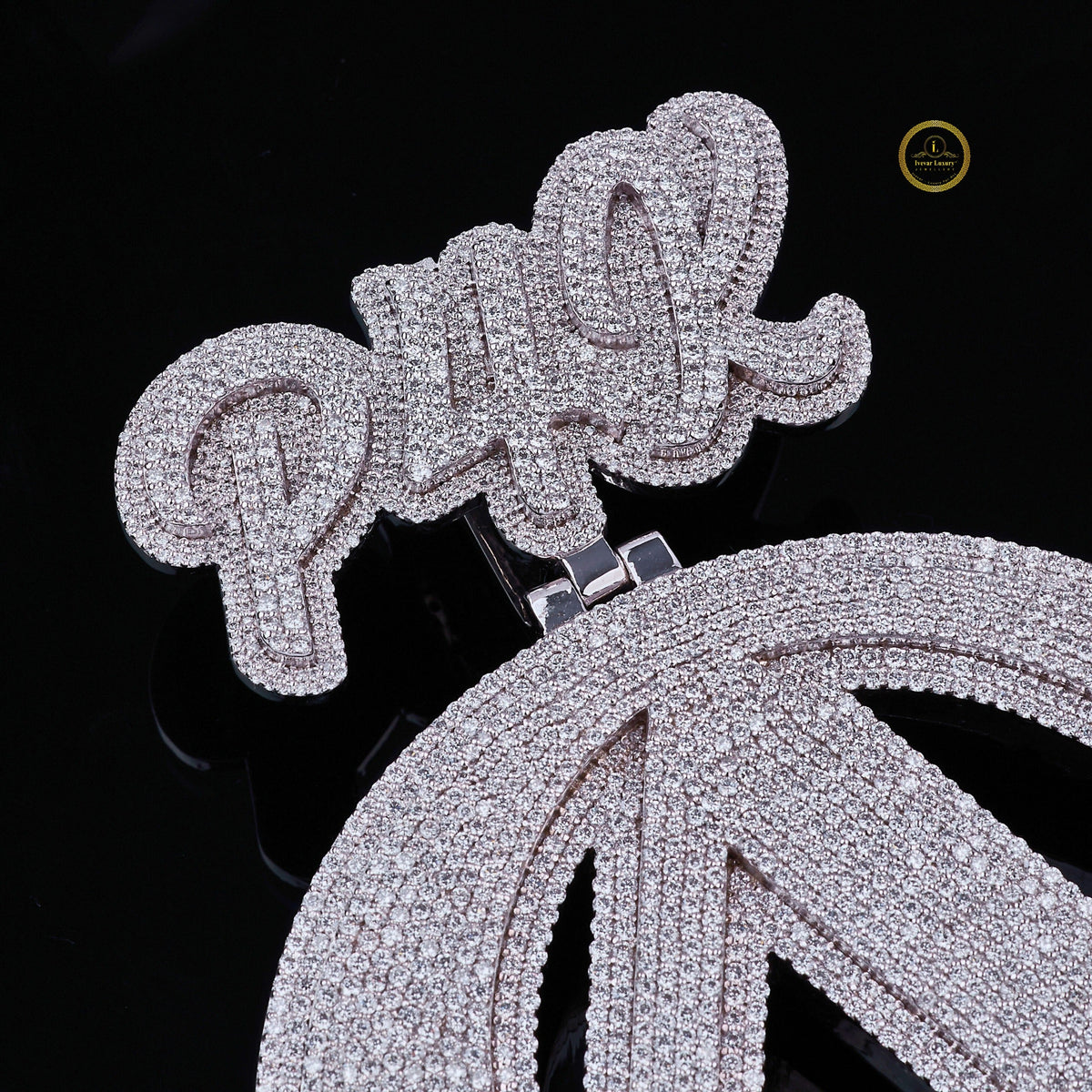 Luxury Custom Initial Lab Grown Diamond Pendant with Crown High Shine Hip Hop Look - View 4