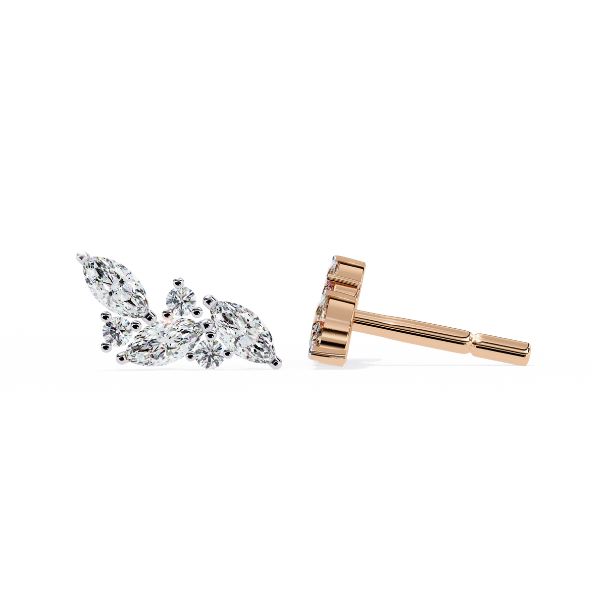 Luxury Finest Lab Created Diamond Marquise Leaf Climber Earring for Birthday Gift - View 3