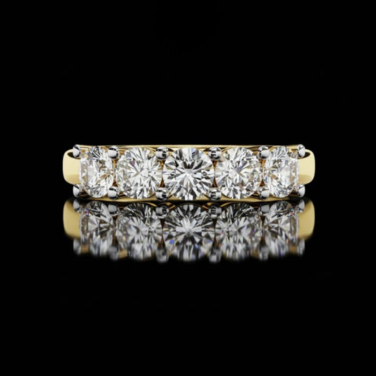 Round Cut Five Stone Lab Anniversary Band Wedding Ring