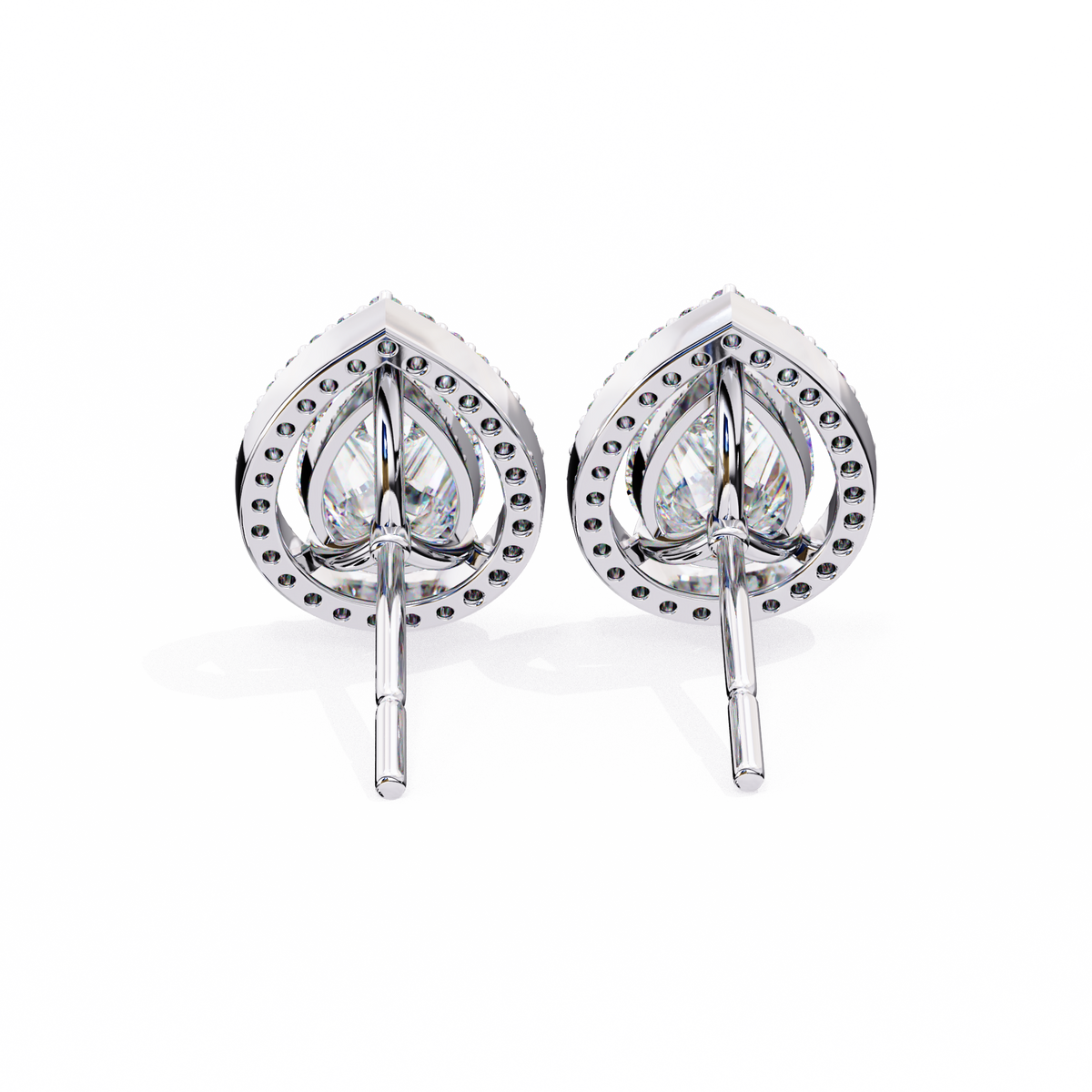 Luxury Lab Created Pear Shaped Halo Stud Earrings Perfect for Special Occasions - View 10