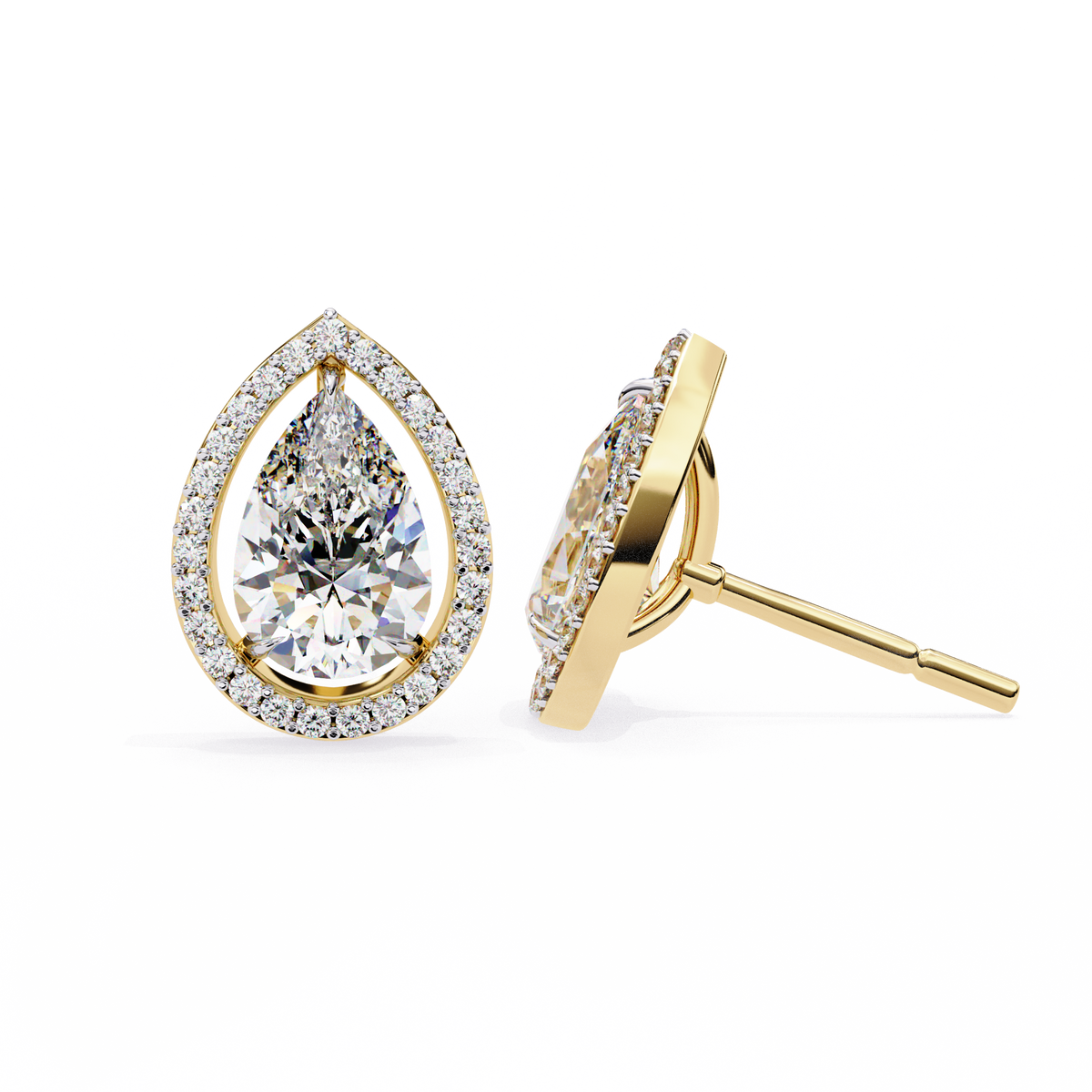 Luxury Lab Created Pear Shaped Halo Stud Earrings Perfect for Special Occasions - View 5