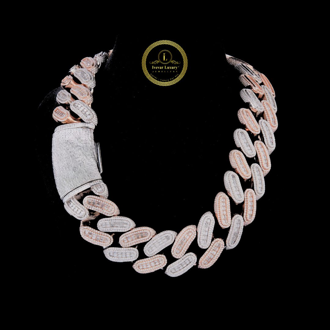 Luxury Lab Grown Diamond Cuban Chain Custom Name Lock in Rose Gold by Ivevar