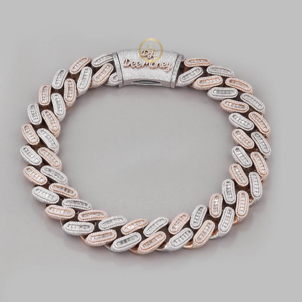 Luxury Lab Grown Diamond Cuban Chain Custom Name Lock in Rose Gold by Ivevar - View 2