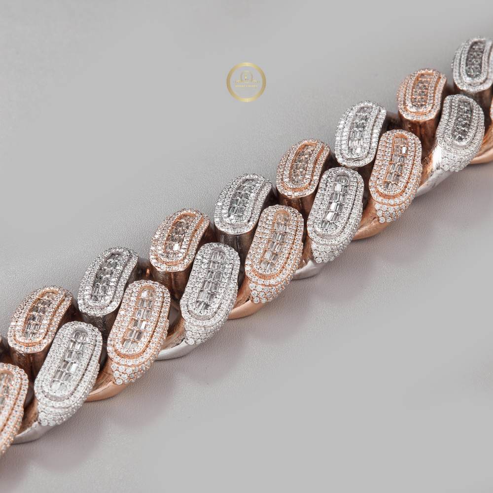 Luxury Lab Grown Diamond Cuban Chain Custom Name Lock in Rose Gold by Ivevar - View 4