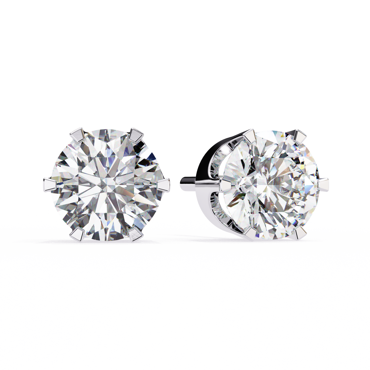 Luxury Moissanite Diamond Round Cut Solitaire Stud Earrings with Classic Six Prong Setting - View 7