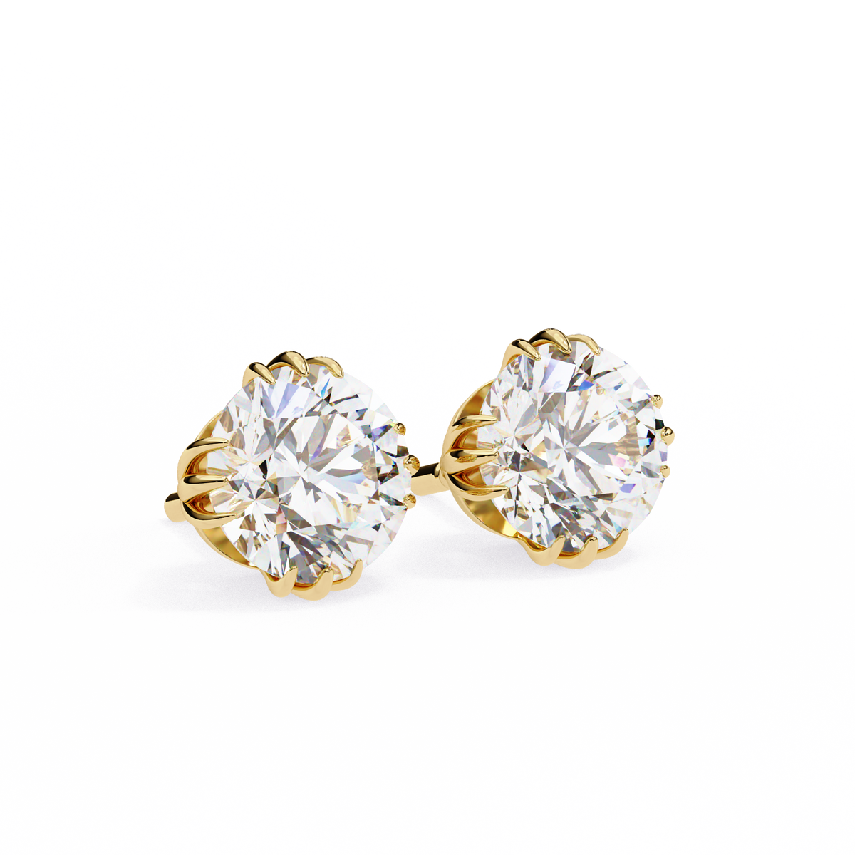 Luxury Radiant Round Cut Lab Diamond Solitaire Stud Earrings in Elegant Prong Setting - View 5