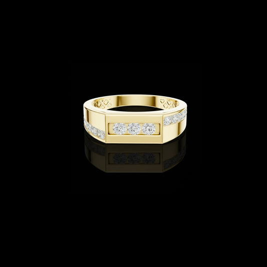Round Cut Lab Brilliant Channel Set Diamond Wide Wedding Band Ring