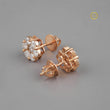 Luxury Rose Gold Floral Cluster Stud Lab Grown Earrings Featuring Brilliant Round Multi Stone Design - View 2