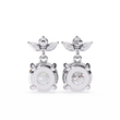 Luxury Round Cut Lab Grown Diamond Drop Earrings with Marquise Cut Crystal Floral Top Cluster - View 10