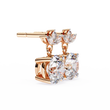 Luxury Round Cut Lab Grown Diamond Drop Earrings with Marquise Cut Crystal Floral Top Cluster - View 3